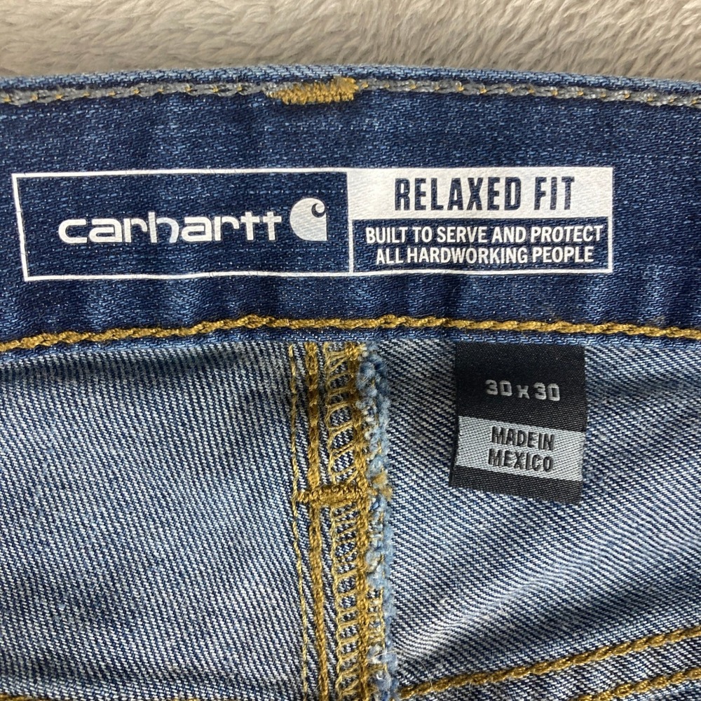 Carhartt Rugged Flex Relaxed Fit Jeans Mens 30x30 Dark Wash Blue Work BD2804-M - Picture 13 of 16
